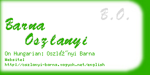 barna oszlanyi business card